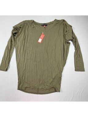 Wantable Olive Green Modal Spandex Long Sleeve Shirt Medium